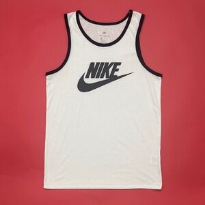 Nike White & Black 'Soft Feel' Tank Top - M